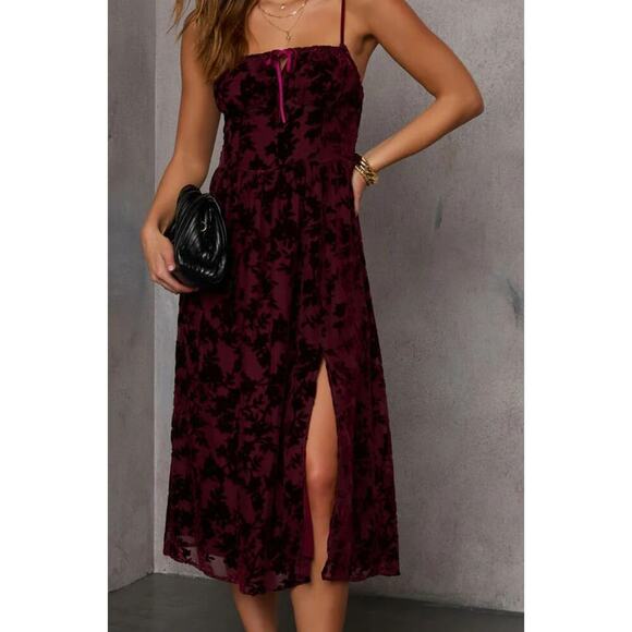 VICI dress women’s small only yours mesh burn out velvet midi dress - Picture 1 of 4